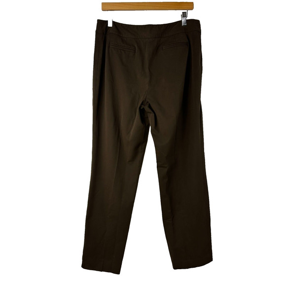Nine West Pants Womens 12 Brown Straight Leg Button Fly Mid Rise Pull On - Picture 5 of 9